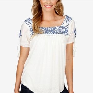 Lucky Brand Embroidered Peasant Top